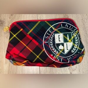 Estée Lauder plaid makeup bag cosmetic purse
